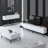 Furniture Sets - Furniture Set White Lord - Coffee Table + TV Furniture + Dresser - Black Frame - Dimehouse