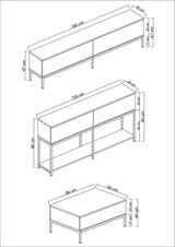 Furniture Sets - Furniture Set White Lord - Coffee Table + TV Furniture + Dresser - Black Frame - Dimehouse