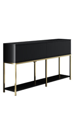 Sideboards - Modern Sideboard Black Lord 150x30x80 - Gold Frame - Two Compartments - Dimehouse