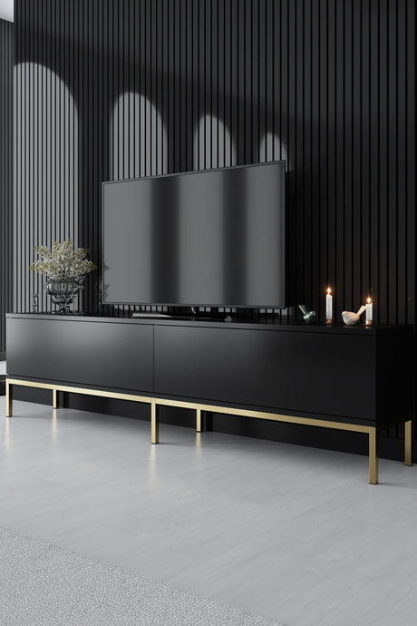 Furniture Sets - Furniture Set Black Lord - Coffee Table + TV Furniture + Sideboard - Golden Frame - Dimehouse