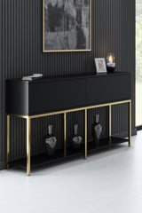 Furniture Sets - Furniture Set Black Lord - Coffee Table + TV Furniture + Sideboard - Golden Frame - Dimehouse