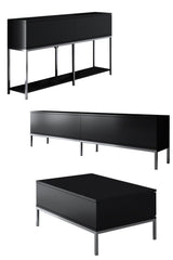 Furniture Sets - Furniture Set Black Lord - Coffee Table + TV Furniture + Sideboard - Silver Frame - Dimehouse