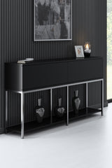 Furniture Sets - Furniture Set Black Lord - Coffee Table + TV Furniture + Sideboard - Silver Frame - Dimehouse