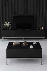 Furniture Sets - Furniture Set Black Lord - Coffee Table + TV Furniture + Sideboard - Silver Frame - Dimehouse