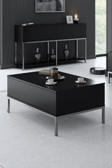 Furniture Sets - Furniture Set Black Lord - Coffee Table + TV Furniture + Sideboard - Silver Frame - Dimehouse