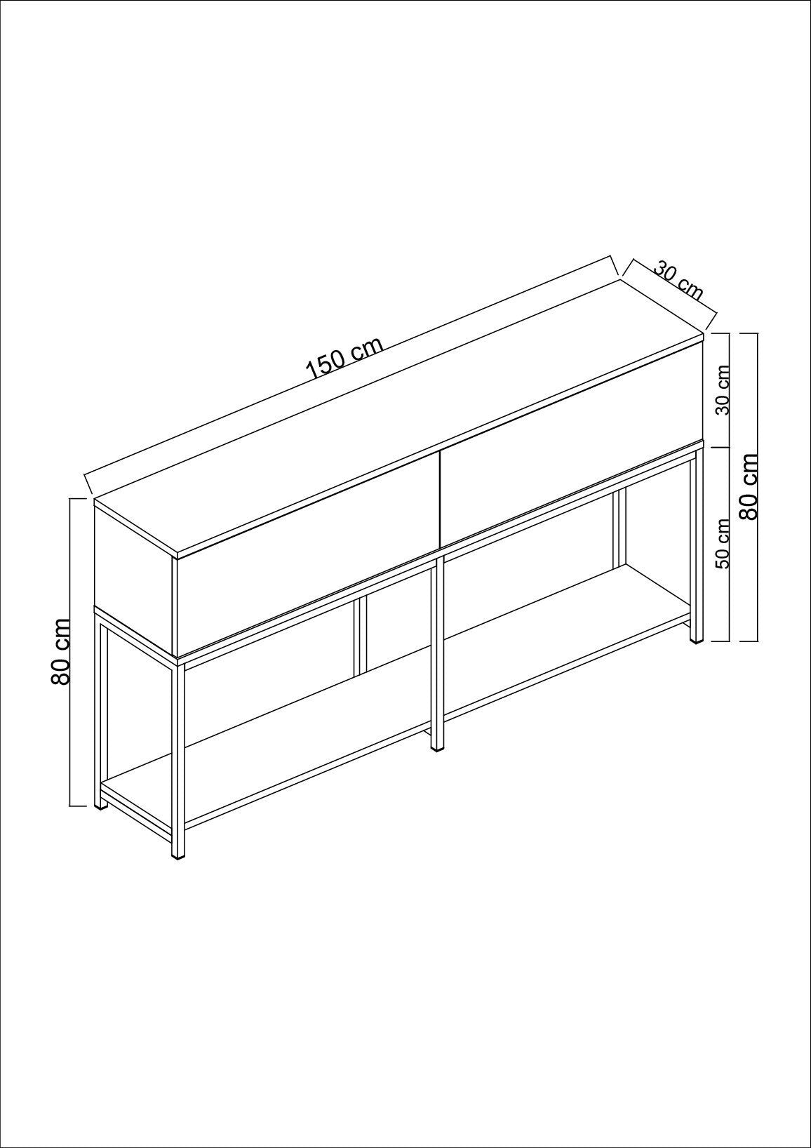 Sideboards - Modern Sideboard Black Lord 150x30x80 - Two Compartments - Dimehouse