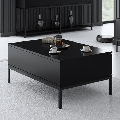 Coffee tables - Rectangular Coffee Table Black Lord 90x60 - Black Frame - Dimehouse