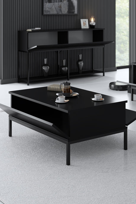 Coffee tables - Rectangular Coffee Table Black Lord 90x60 - Black Frame - Dimehouse