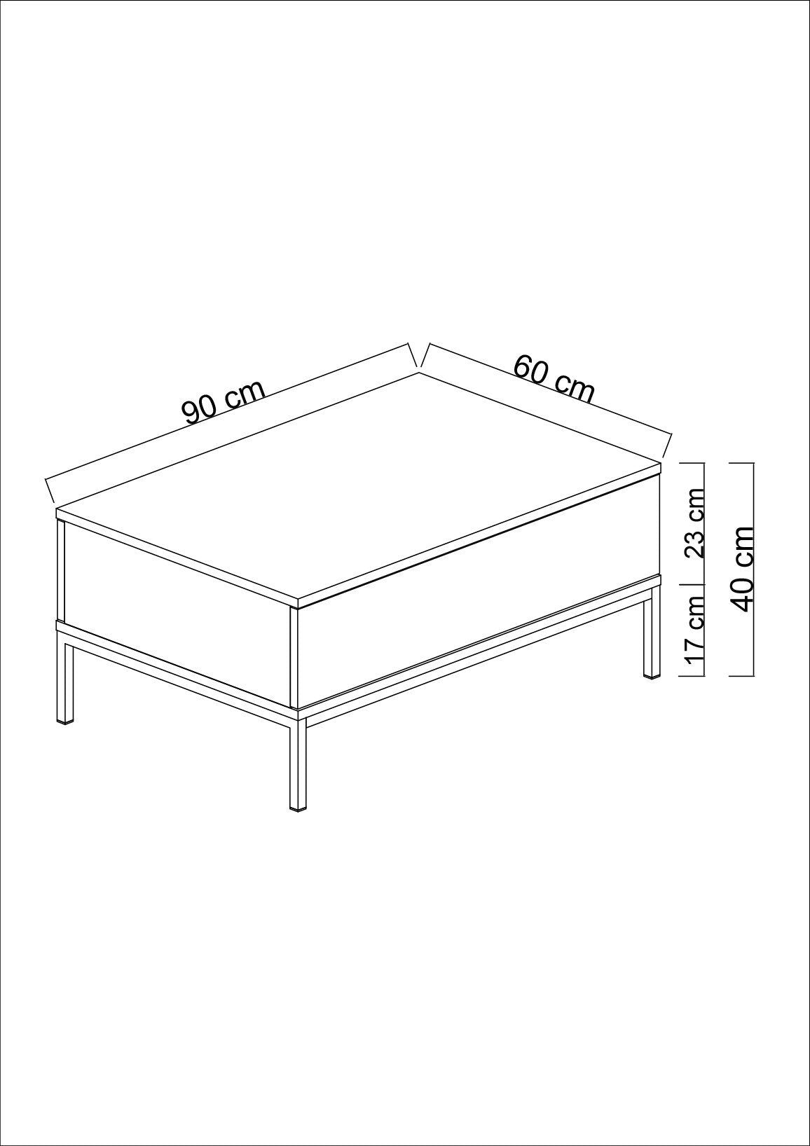 Coffee tables - Rectangular Coffee Table Black Lord 90x60 - Black Frame - Dimehouse