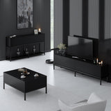 Furniture Sets - Furniture Set Black Lord - Coffee Table + TV Furniture + Dresser - Black Frame - Dimehouse