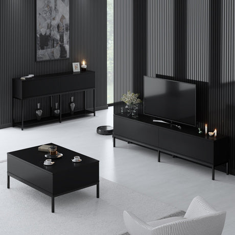 Furniture Sets - Furniture Set Black Lord - Coffee Table + TV Furniture + Dresser - Black Frame - Dimehouse