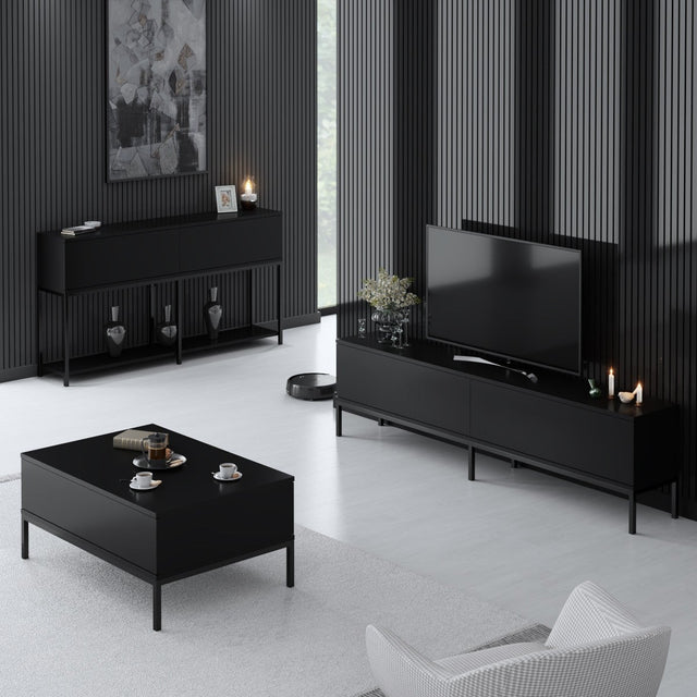 Furniture Sets - Furniture Set Black Lord - Coffee Table + TV Furniture + Dresser - Black Frame - Dimehouse