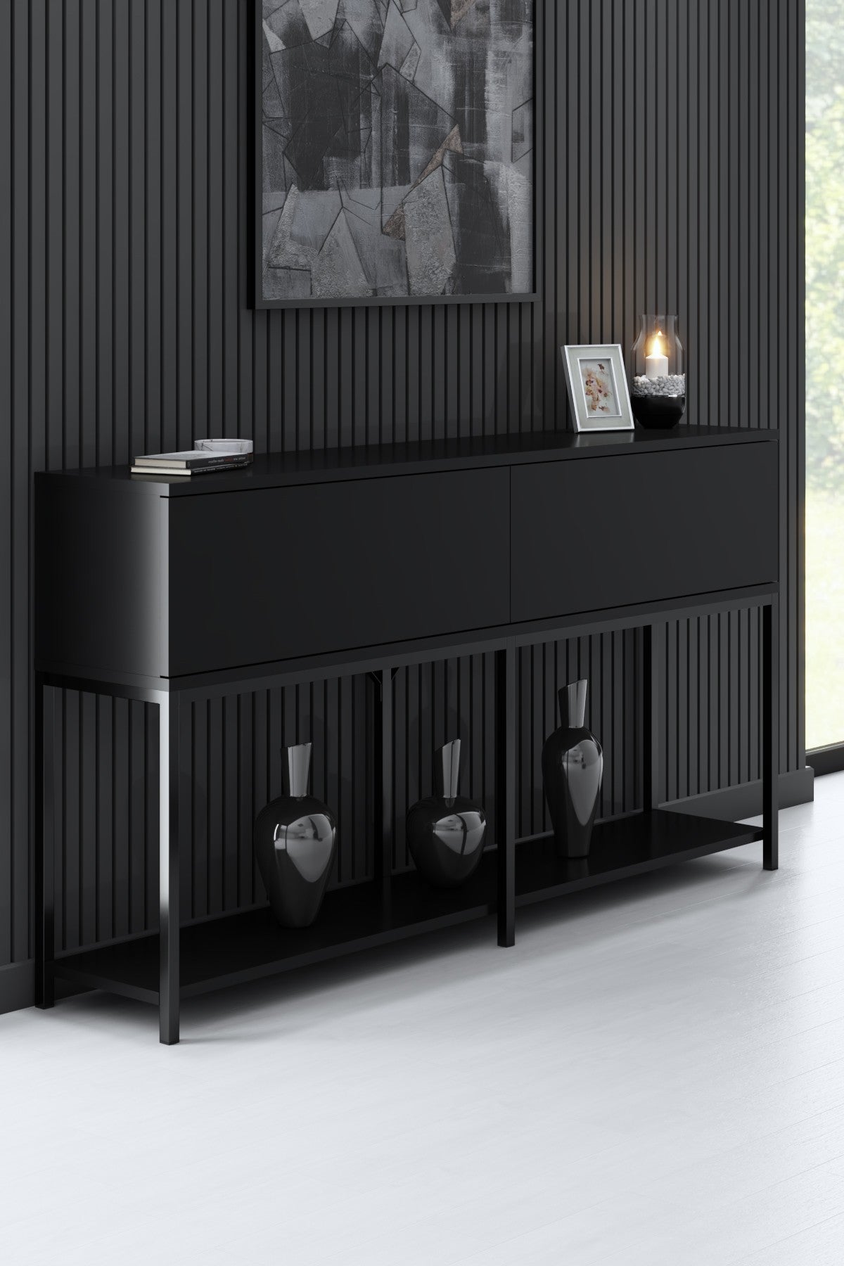 Furniture Sets - Furniture Set Black Lord - Coffee Table + TV Furniture + Dresser - Black Frame - Dimehouse