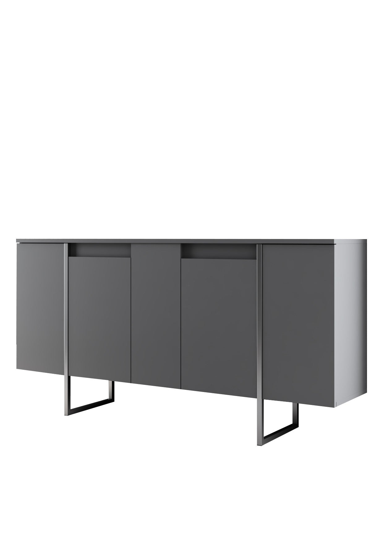 Furniture Sets - Furniture Set Anthracite Luxury - Coffee Table + TV Furniture + Sideboard - Silver Frame - Dimehouse