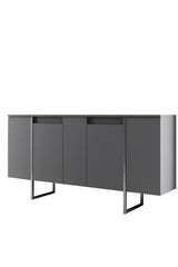 Furniture Sets - Furniture Set Anthracite Luxury - Coffee Table + TV Furniture + Sideboard - Silver Frame - Dimehouse