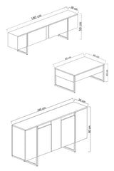 Furniture Sets - Furniture Set Anthracite Luxury - Coffee Table + TV Furniture + Sideboard - Silver Frame - Dimehouse