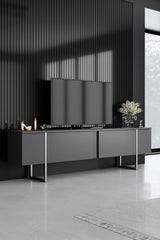 Furniture Sets - Furniture Set Anthracite Luxury - Coffee Table + TV Furniture + Sideboard - Silver Frame - Dimehouse