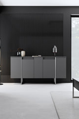 Furniture Sets - Furniture Set Anthracite Luxury - Coffee Table + TV Furniture + Sideboard - Silver Frame - Dimehouse