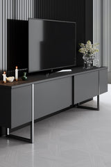 Furniture Sets - Furniture Set Anthracite Luxury - Coffee Table + TV Furniture + Sideboard - Silver Frame - Dimehouse