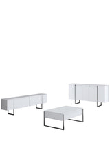 Furniture sets - Furniture set White Luxury - Coffee table + TV Furniture + Dresser Luxury - Silver Frame - Dimehouse