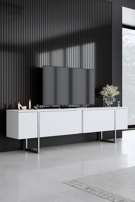 Furniture sets - Furniture set White Luxury - Coffee table + TV Furniture + Dresser Luxury - Silver Frame - Dimehouse