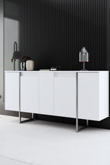 Furniture sets - Furniture set White Luxury - Coffee table + TV Furniture + Dresser Luxury - Silver Frame - Dimehouse