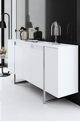 Furniture sets - Furniture set White Luxury - Coffee table + TV Furniture + Dresser Luxury - Silver Frame - Dimehouse