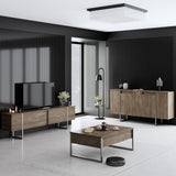 Furniture Sets - Furniture Set Walnut Luxury - Coffee Table + TV Furniture + Sideboard - Silver Frame - Dimehouse