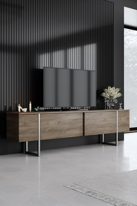 Furniture Sets - Furniture Set Walnut Luxury - Coffee Table + TV Furniture + Sideboard - Silver Frame - Dimehouse