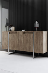 Furniture Sets - Furniture Set Walnut Luxury - Coffee Table + TV Furniture + Sideboard - Silver Frame - Dimehouse