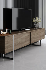 Furniture Sets - Furniture Set Walnut Luxury - Coffee Table + TV Furniture + Sideboard - Silver Frame - Dimehouse