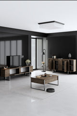Furniture Sets - Furniture Set Walnut Luxury - Coffee Table + TV Furniture + Sideboard - Silver Frame - Dimehouse