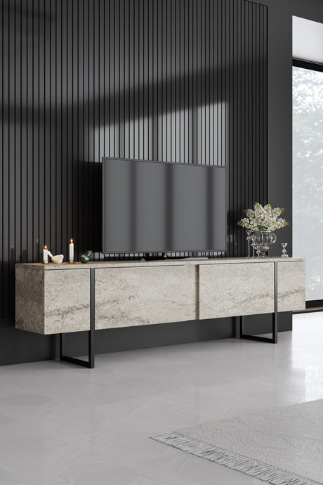 Furniture sets - Furniture set Travertine Luxury - Coffee table + TV Furniture + Dresser Luxury - Black Frame - Dimehouse