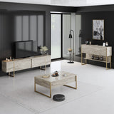 Furniture sets - Furniture set Travertine Luxury - Coffee table + TV Furniture + Dresser Luxury - Gold Frame - Dimehouse
