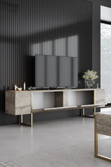 Furniture sets - Furniture set Travertine Luxury - Coffee table + TV Furniture + Dresser Luxury - Gold Frame - Dimehouse