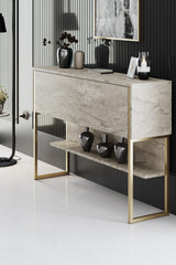 Furniture sets - Furniture set Travertine Luxury - Coffee table + TV Furniture + Dresser Luxury - Gold Frame - Dimehouse