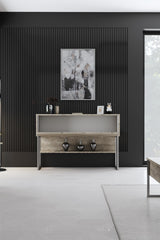 Furniture Sets - Furniture Set Travertine Luxury - Coffee Table + TV Furniture + Sideboard - Silver Frame - Dimehouse