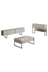 Furniture Sets - Furniture Set Travertine Luxury - Coffee Table + TV Furniture + Sideboard - Silver Frame - Dimehouse
