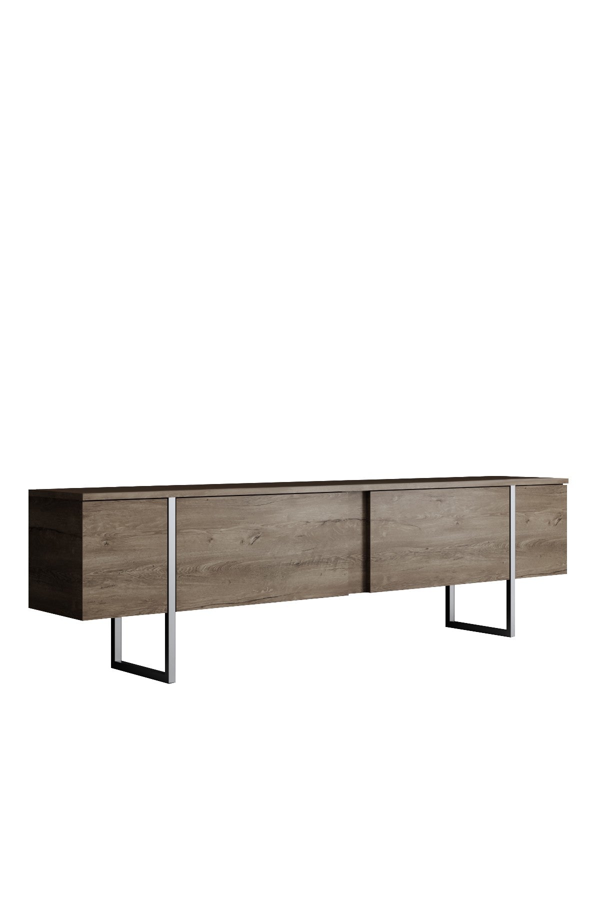 TV Furniture - TV Furniture Walnut Luxury 180x50x30 - Silver Frame - Dimehouse