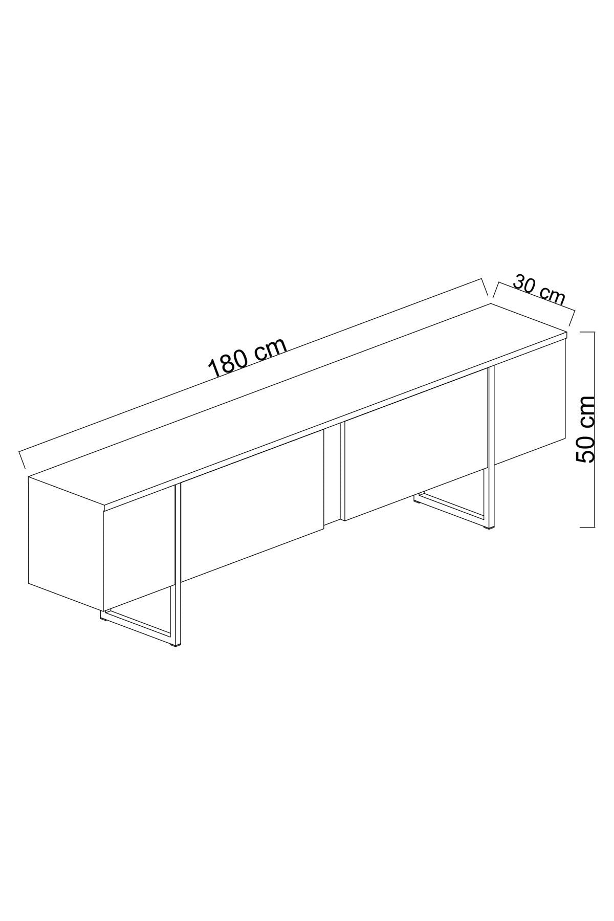 TV Furniture - TV Furniture Walnut Luxury 180x50x30 - Silver Frame - Dimehouse