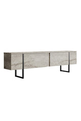 TV Furniture - TV Furniture Travertine Luxury 180x50x30 - Black Frame - Dimehouse