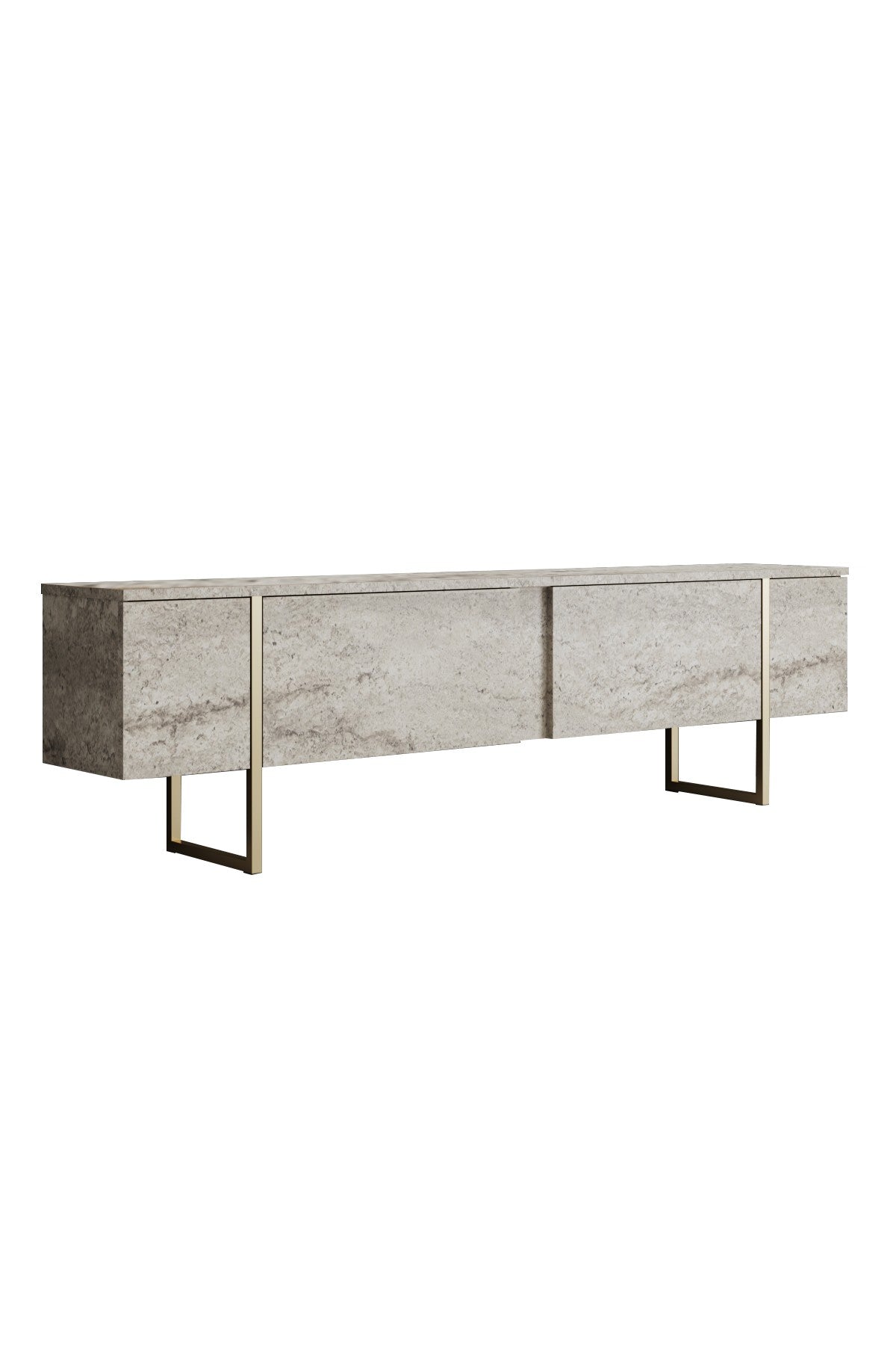 TV Furniture - TV Furniture Travertine Luxury 180x50x30 - Golden Frame - Dimehouse