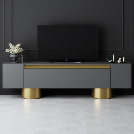 TV Furniture - TV Furniture Anthracite Bohem 180x50x30 - Golden Frame - Dimehouse
