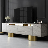 TV Furniture - TV Furniture Travertine Bohem 180x50x30 - Golden Frame - Dimehouse