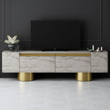 TV Furniture - TV Furniture Travertine Bohem 180x50x30 - Golden Frame - Dimehouse