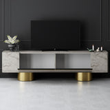 TV Furniture - TV Furniture Travertine Bohem 180x50x30 - Golden Frame - Dimehouse