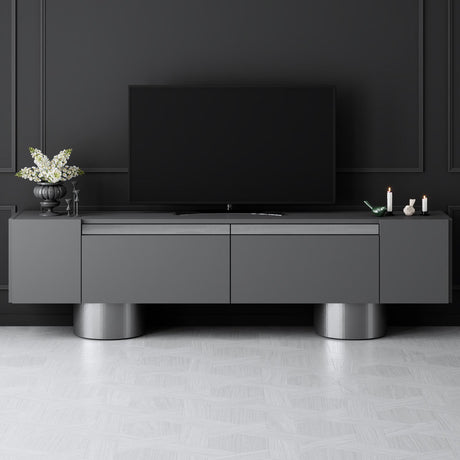 TV Furniture - TV Furniture Anthracite Bohem 180x50x30 - Silver Frame - Dimehouse