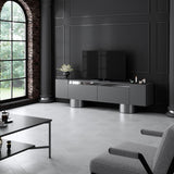 TV Furniture - TV Furniture Anthracite Bohem 180x50x30 - Silver Frame - Dimehouse