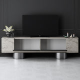 TV Furniture - TV Furniture Travertine Bohem 180x50x30 - Silver Frame - Dimehouse