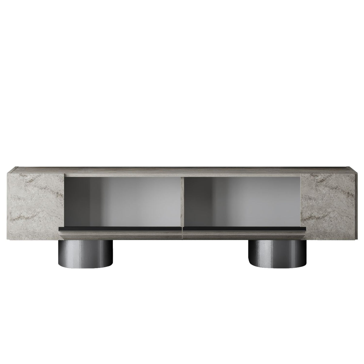 TV Furniture - TV Furniture Travertine Bohem 180x50x30 - Silver Frame - Dimehouse